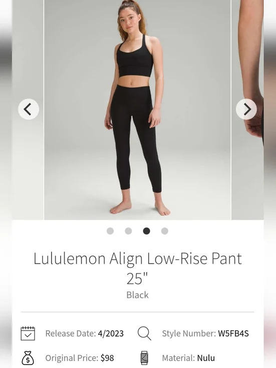 Lululemon Align Low-Rise Pant 25" Sz 6 Black - Picture 1 of 12